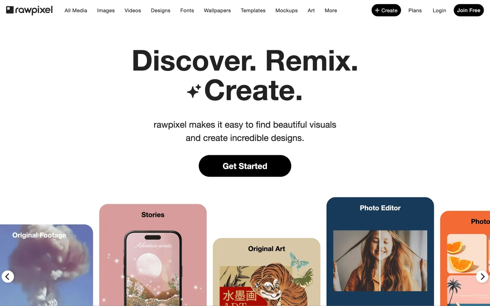 Screenshot of Rawpixel