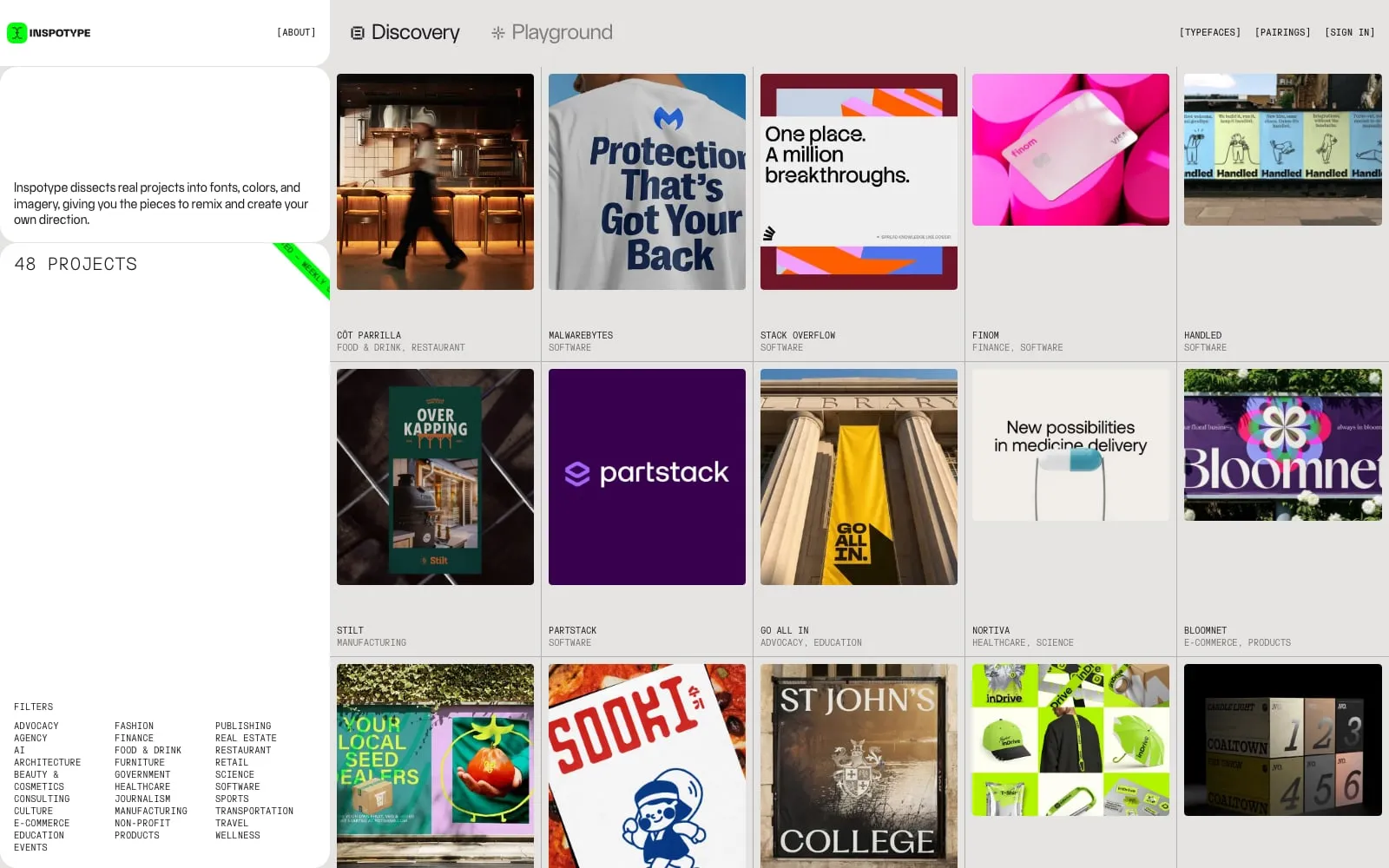 Screenshot of Inspotype