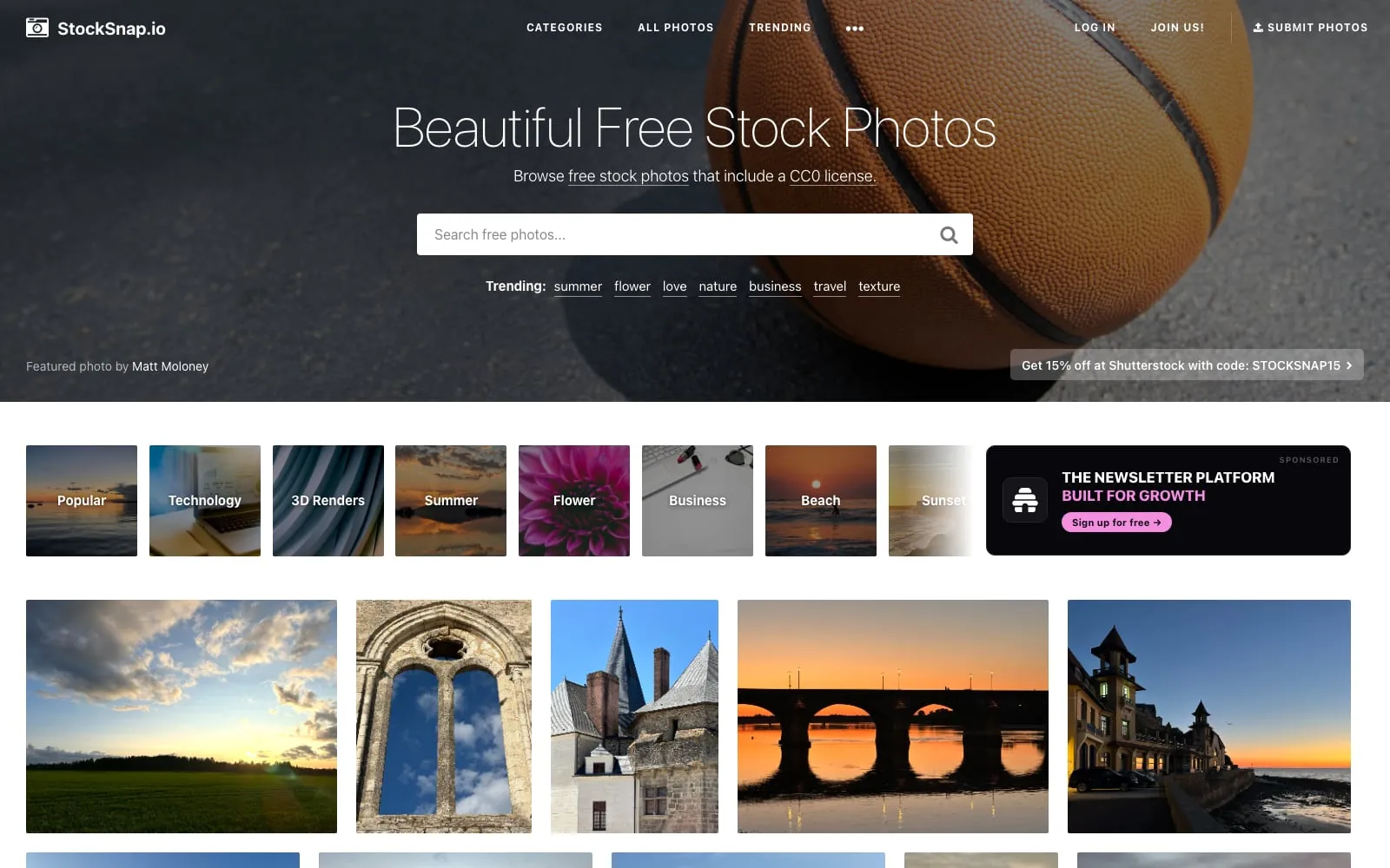 Screenshot of Stocksnap