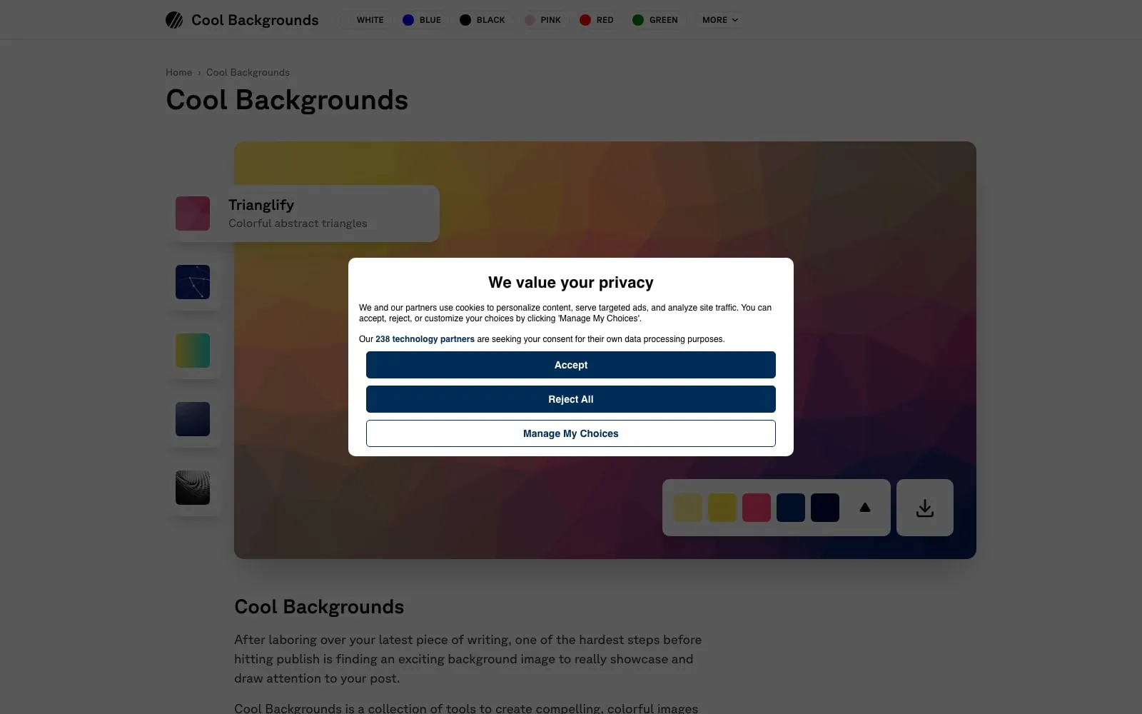 Screenshot of Cool Backgrounds