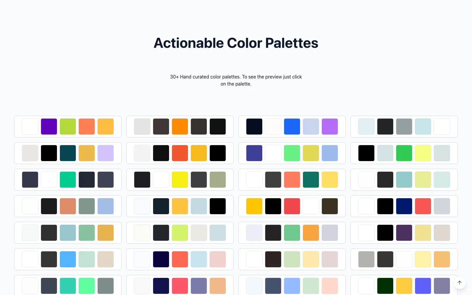 Screenshot of Actionable Color Palettes