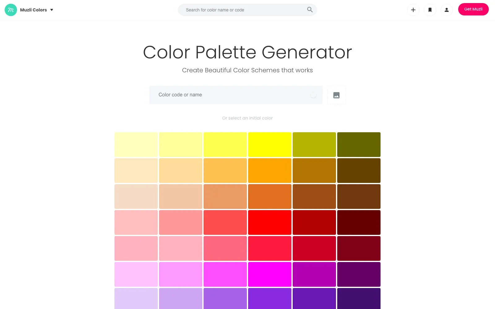 Screenshot of Muzli Colors