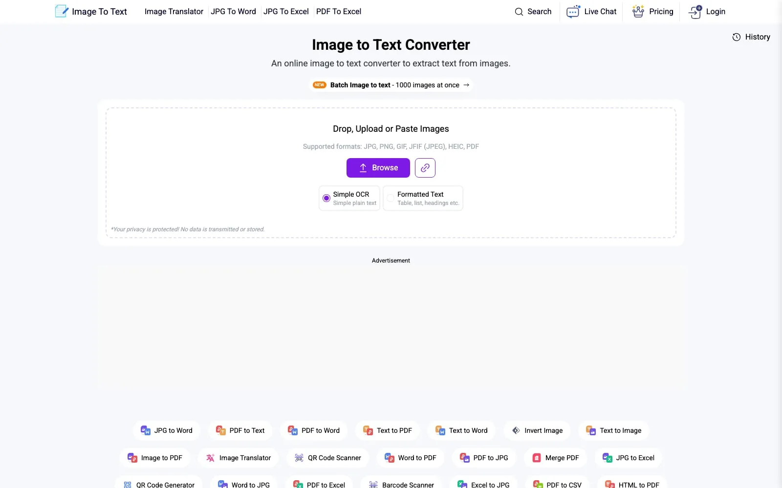 Screenshot of Image to Text