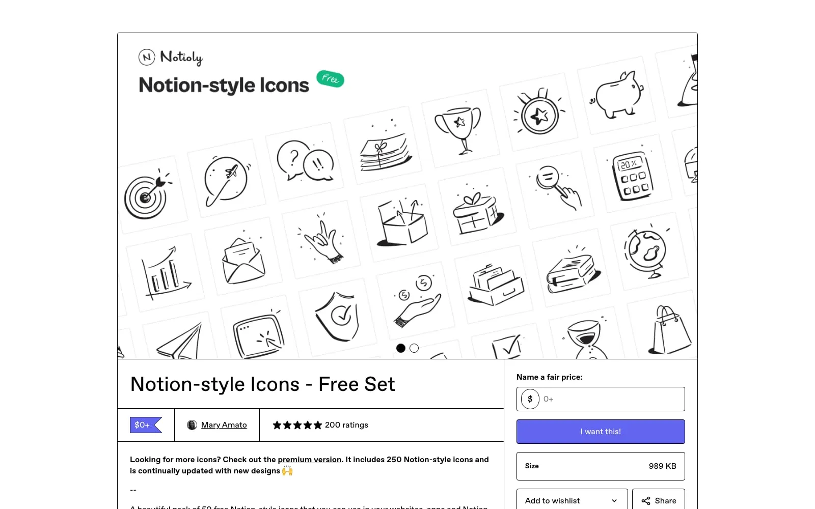 Screenshot of Notion-style Icons