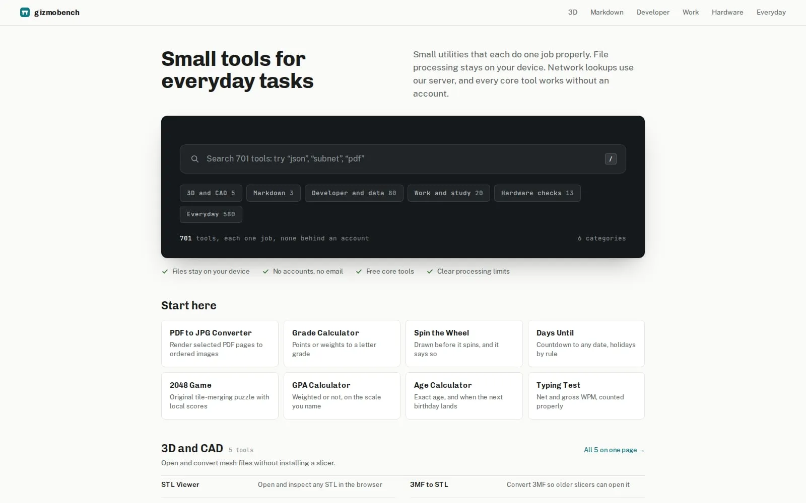 Screenshot of GizmoBench
