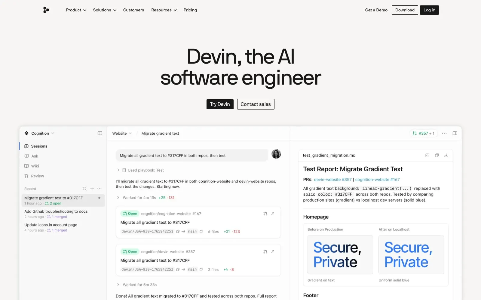 Screenshot of Devin